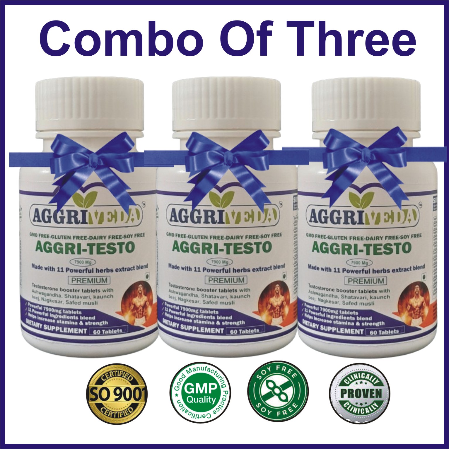 Aggriveda Testosterone Booster 7900 Mg Tablets for Testosterone Boost Made with Ashwagandha 1000 Mg, Tribulus Terrestris 700 Mg, Shatavari 600 Mg, Safed Musli 300 Mg, Salam Panja 200 Mg, Jaiphal 300 Mg, Fenugreek 700 Mg, Akarkara 500 Mg, Bada Gokhru 1400 Mg , Kaunch Beej 1200 Mg & Nagkesar 1000 Mg | Boost Power, Endurance & Strength | Best Performance Booster Tablets for Men | See Results from Day 1