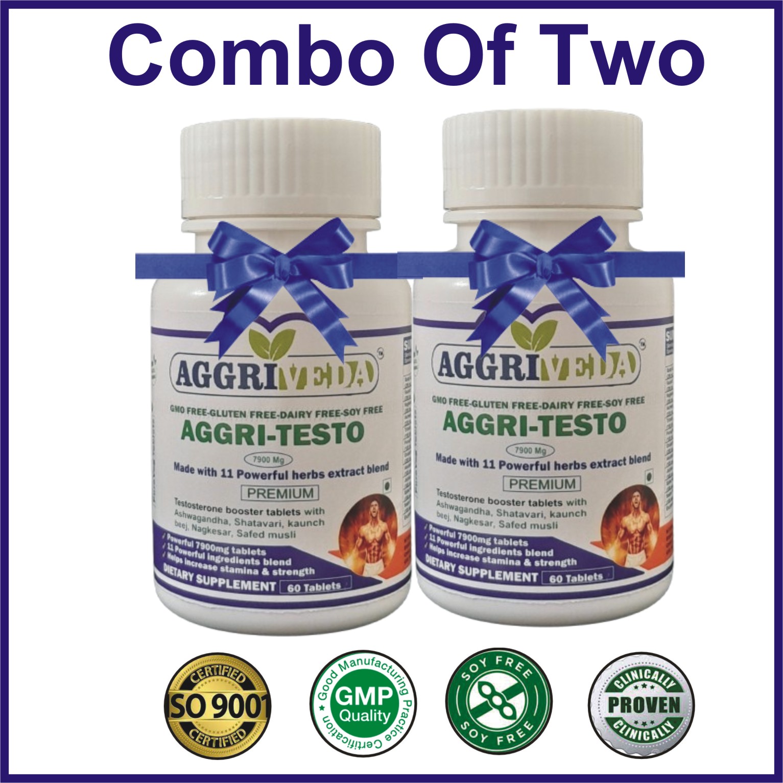 Aggriveda Testosterone Booster 7900 Mg Tablets for Testosterone Boost Made with Ashwagandha 1000 Mg, Tribulus Terrestris 700 Mg, Shatavari 600 Mg, Safed Musli 300 Mg, Salam Panja 200 Mg, Jaiphal 300 Mg, Fenugreek 700 Mg, Akarkara 500 Mg, Bada Gokhru 1400 Mg , Kaunch Beej 1200 Mg & Nagkesar 1000 Mg | Boost Power, Endurance & Strength | Best Performance Booster Tablets for Men | See Results from Day 1