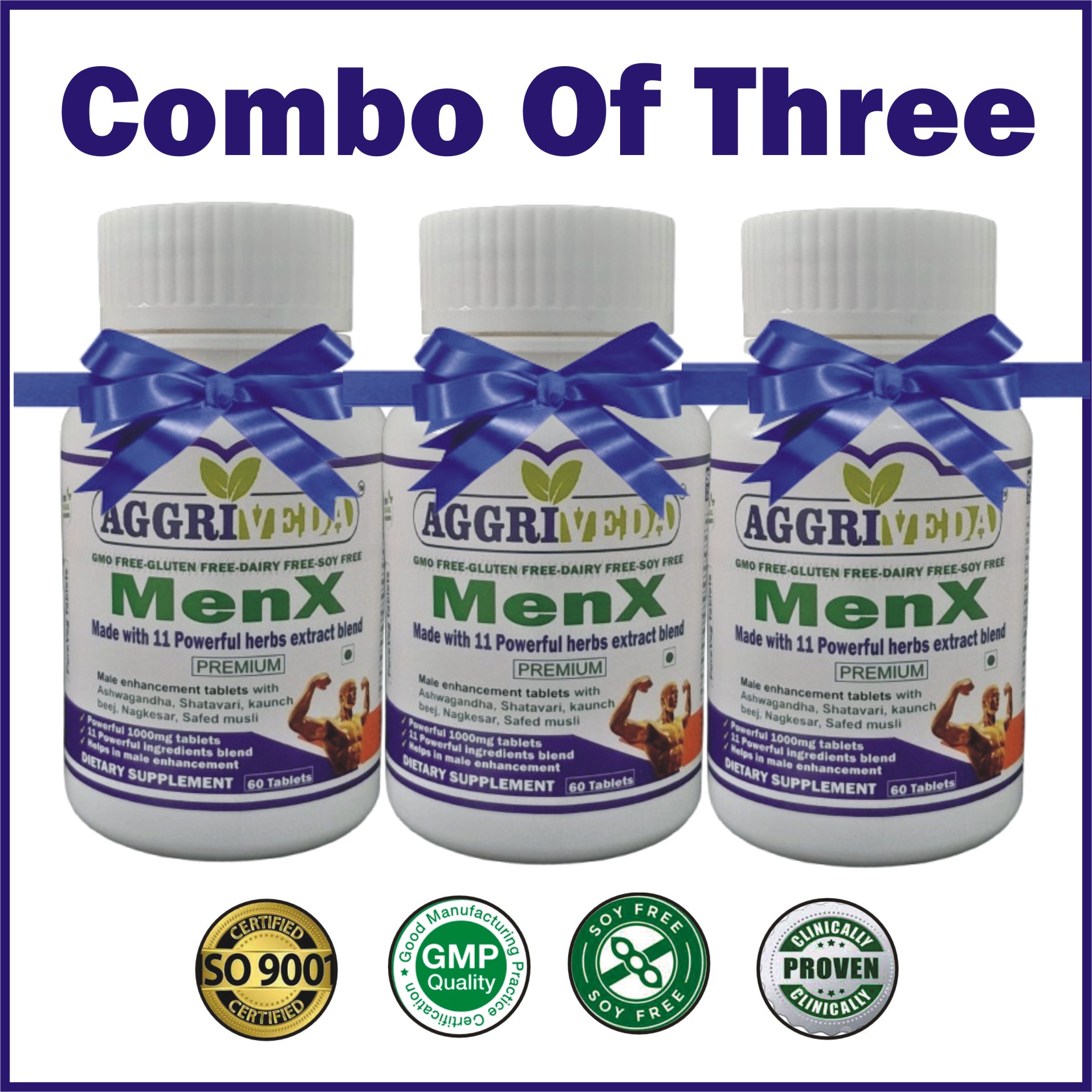 MenX 1000 Mg Tablets for Male Performance Made with Ashwagandha Extract, Tribulus Terrestris Extract, Shatavari Extract, Safed Musli Extract, Salam Panja Extract, Jaiphal Extract, Fenugreek Extract, Akarkara Extract, Bada Gokhru Extract, Kaunch Beej Extract & Nagkesar Extract | Powerful 11 Proven Ingredients Blend | Get the Stamina, Strength & Performance | 180 Tablets