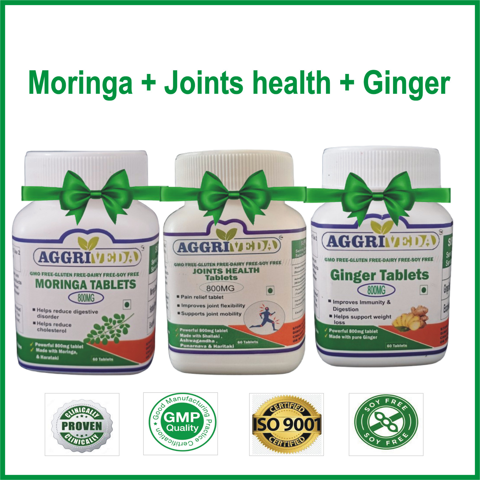 Moringa+Joint Health+Ginger - Complete Combo for Joint Health & Pain Relief | 180 Tablets