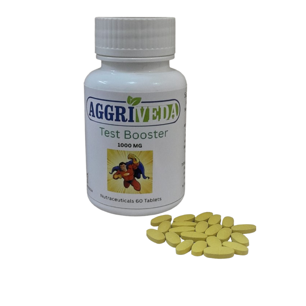 Aggriveda Testosterone Booster 1000 Mg Tablets Made with Ashwagandha, Shatavari, Nagkesar, Konch Seed, Bada Gokhru, Akarkara, Jaifal, Tribulus Terrestris, Safed Musli, Salam Panja and Fenugreek | Powerful 1000 Mg Tablets for Testosterone Boost | Boost Stamina, Endurance and Performance | 60 Tablets