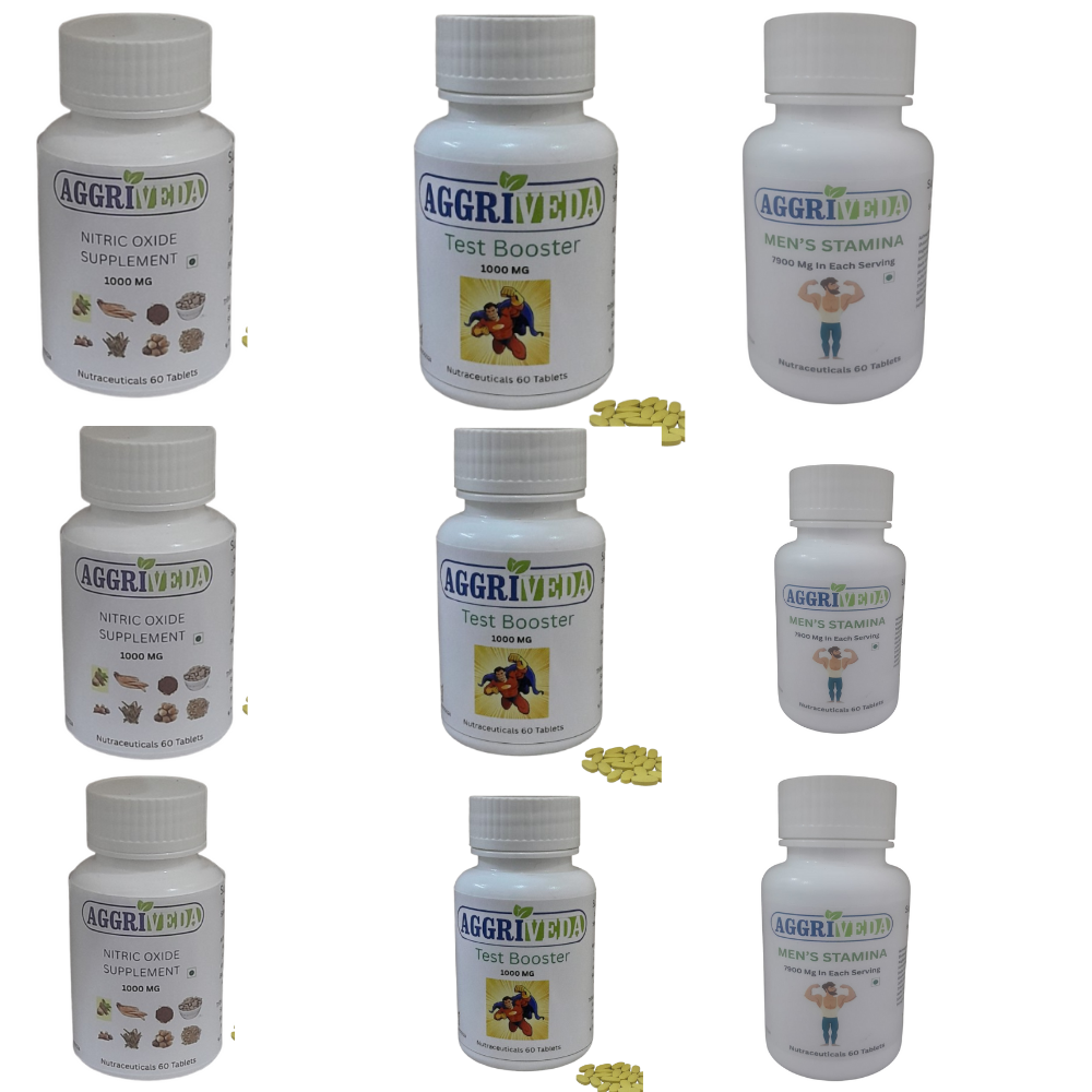 Aggriveda Men Stamina + T Boost + Nitric Oxide Booster – 540 Tablets – Best Solution for Men for Long Lasting Performance