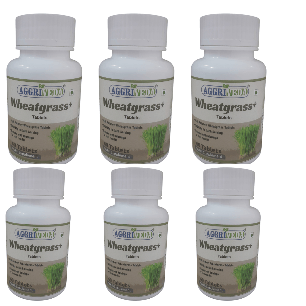 Aggriveda Wheatgrass Tablets Powerful 5000 Mg In Each Serving Made with Wheatgrass 4500 Mg and Moringa 500 Mg | Powerful Pills for Daily Immunity, Gas Relief, Bloating, Stress Relief | Packed with Essential Vitamins and Minerals | 360 Tablets